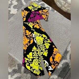 SYMPHONY One Shoulder Bright Colored Romper with bell bottoms, EUC!